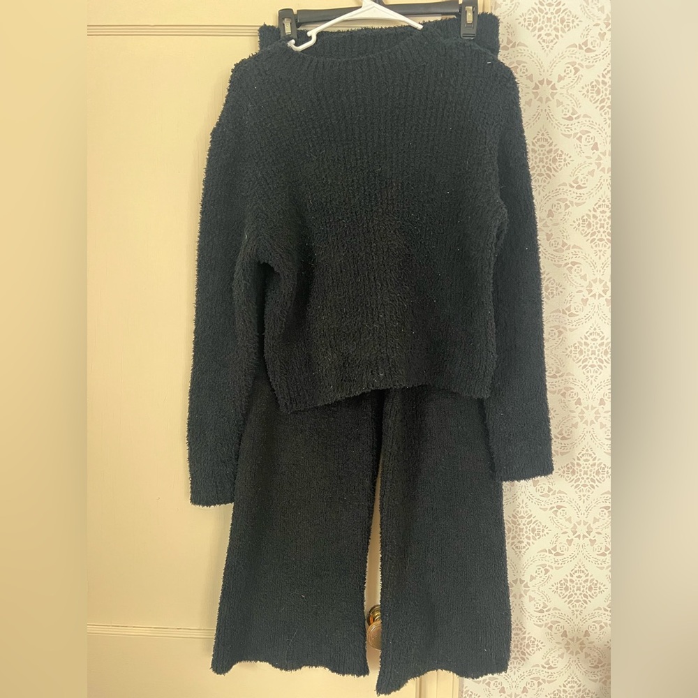 Cozy Black Knit Sweater and Pants Set